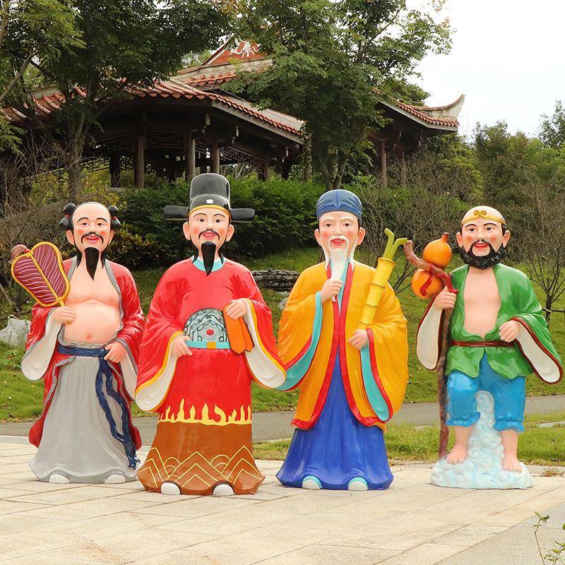 户外八仙过海雕塑吕洞宾铁拐李装饰落地大摆件玻璃钢寺庙人物神像
