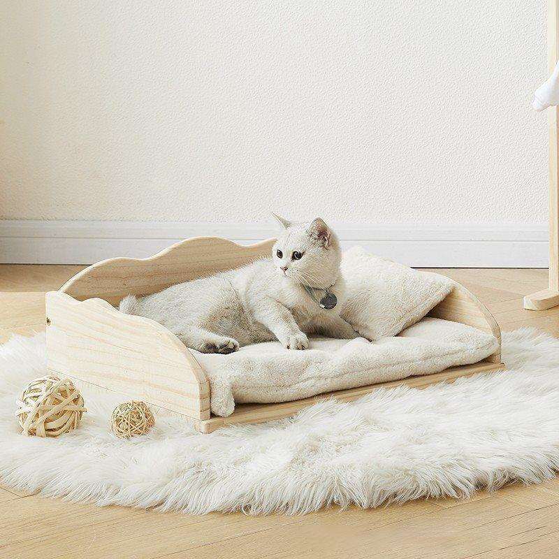 现货实木猫床夏季猫咪秋千简约大号摇床猫咪用品猫窝猫床木制宠物