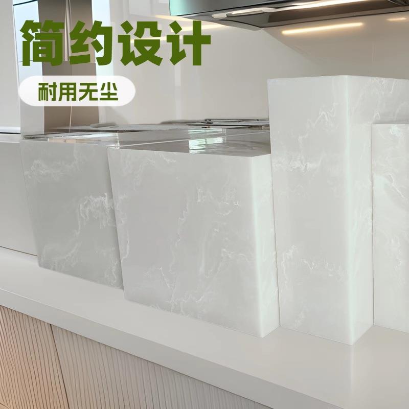 人造玉石大板墙面大厦茶水间L形拼接岛台白色人造石吧台柜子