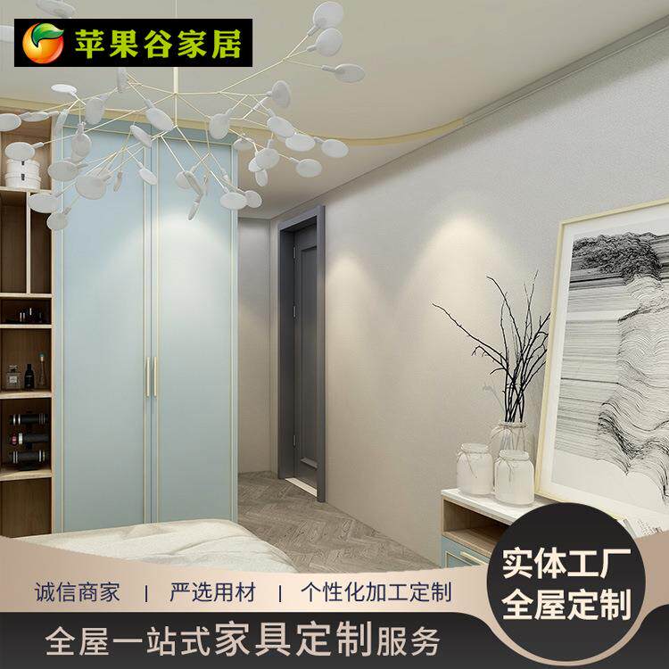 蓝精灵现代简约衣柜电视柜组合衣柜高光极简风可设计加工