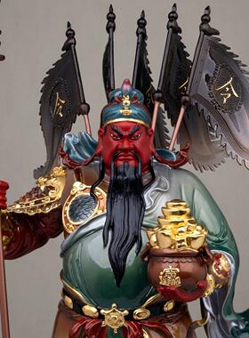 中式铜制九龙立刀关公人物摆件客厅家用桌面装饰平安招财桌面摆件