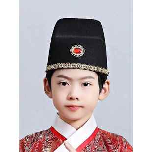 男童汉服帽子翼善冠儿童古风古装帽子明制飞鱼帽锦衣卫状元帽头饰