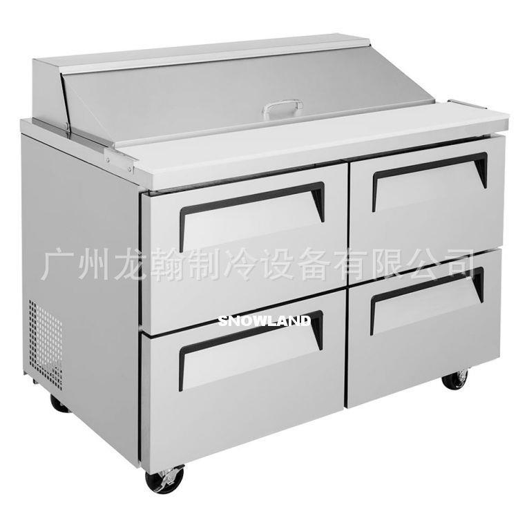 出口不锈钢保鲜冷藏冷冻双三门冰柜可操作台工作台冰箱带4抽
