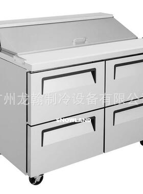 出口不锈钢保鲜冷藏冷冻双三门冰柜可操作台工作台冰箱带4抽