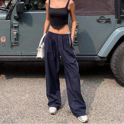 Women Parachute Leg Pants Baggy Y2K Elastic Waist Track