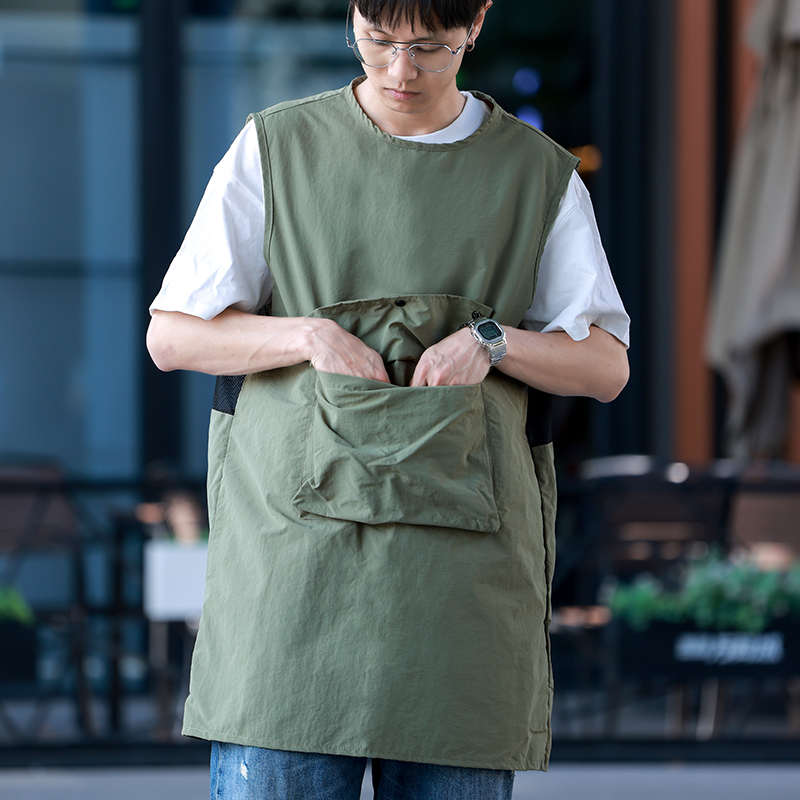 无袖罩衣餐饮理发师宠物咖啡师花店围裙奶茶店服务员工作服印字