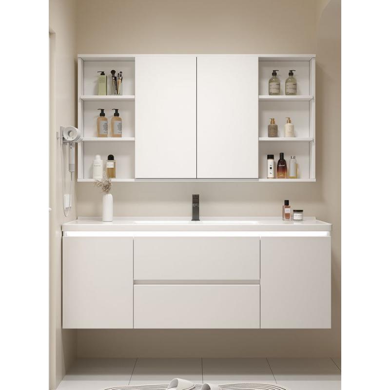 体新款奶风油浴室柜陶瓷一盆565575/75CM85/9公分105/115厘米洗漱