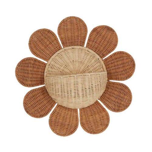 Wall Mount Basket Decorative Boho Rattan Mail Holder Woven