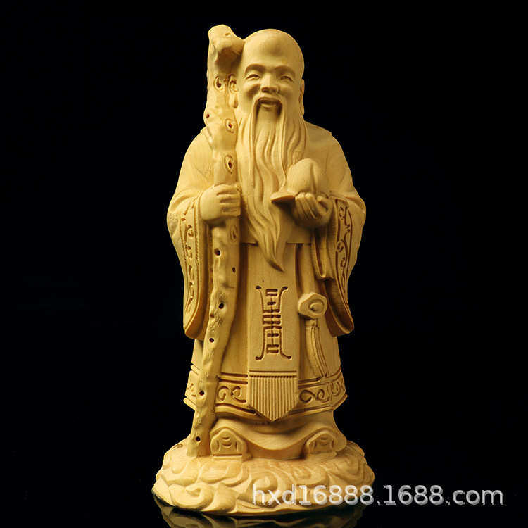 厂家批发黄杨木雕福禄寿财神家居功名利禄木质家居饰品收藏品摆件