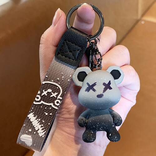 Cartoon Resin Chameleon Bear Keychain, Cute and Trendy Fashi
