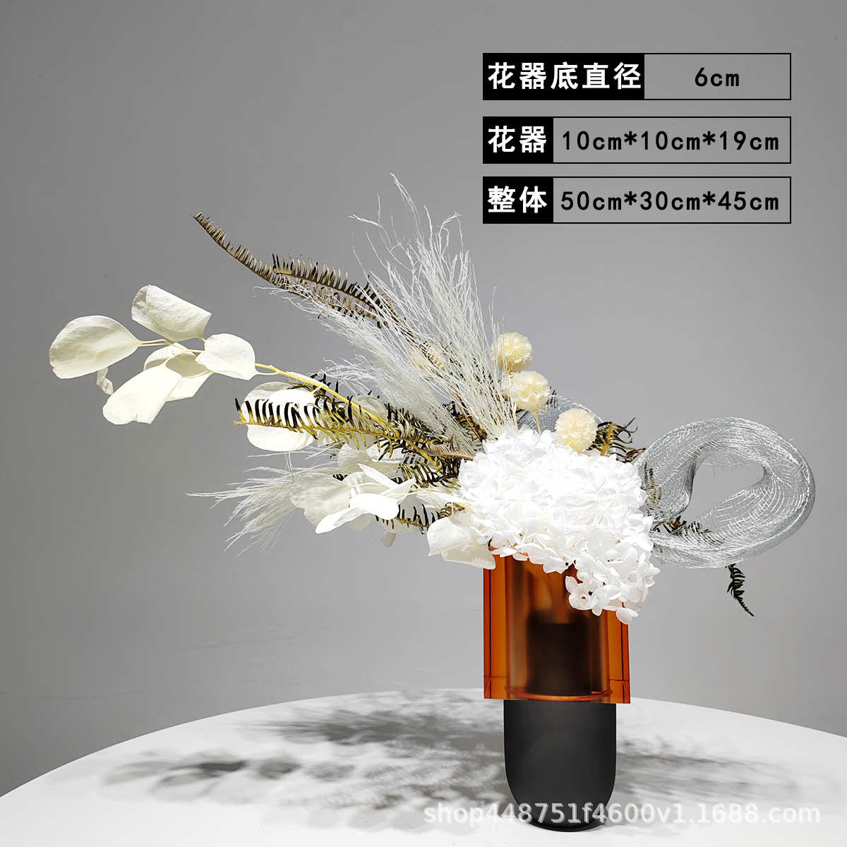 家居花盆现代景花艺奢样板房花假店铺仿真装饰软装摆件轻前台室内