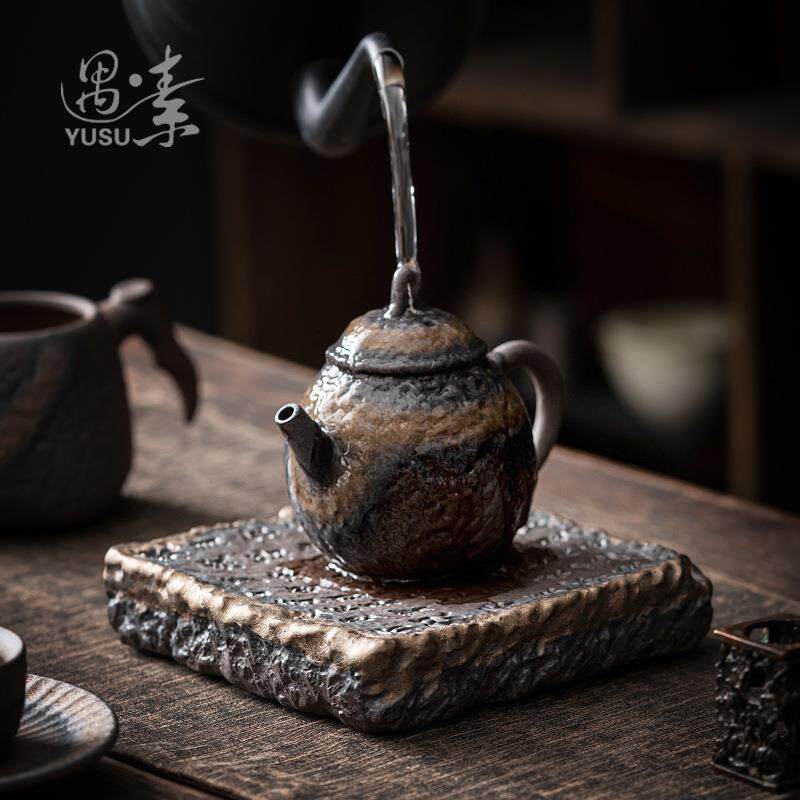 中式粗陶茶具配件复古壶承干泡台养壶垫茶承壶托小号陶瓷盘储蓄水