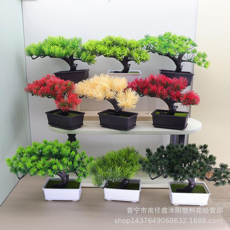 档仿真迎客松酒柜盆景茶桌摆放室仿真植物盆景