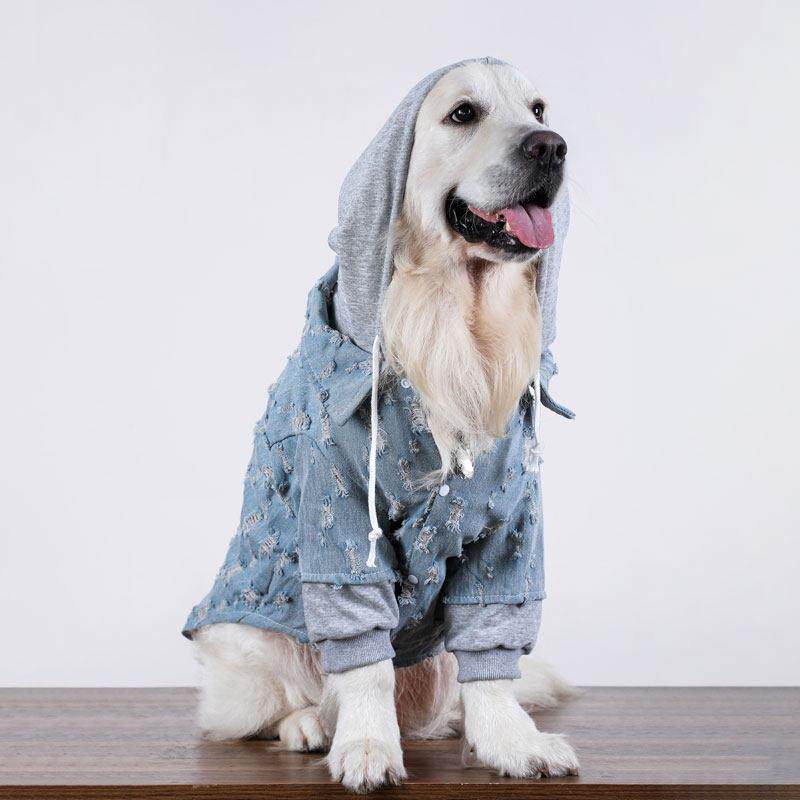 狗狗衣服大型犬秋季金毛牛仔衣服拉布拉多萨摩耶帅气网红狗狗衣服