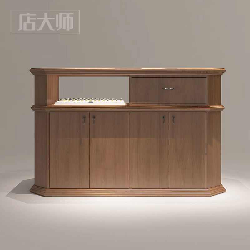 新中式收银台简约饰品店展示店铺玻璃前台柜台接待台酒吧台桌复古