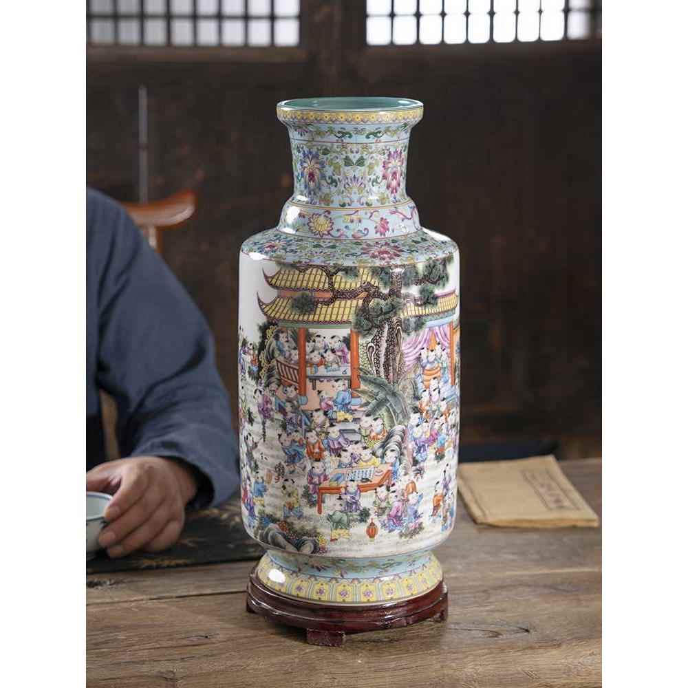 景德镇陶瓷高端仿古大号花瓶家居客厅博古架新中式装饰品插花摆件