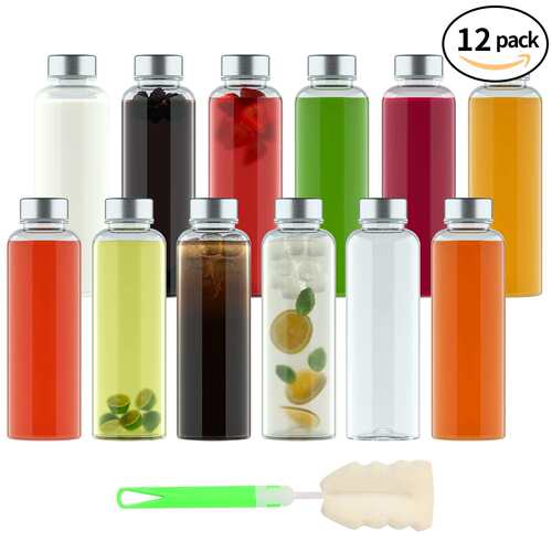 18oz透明塑料水瓶550ml塑料榨汁瓶饮料果汁茶杯亚马逊6件套装