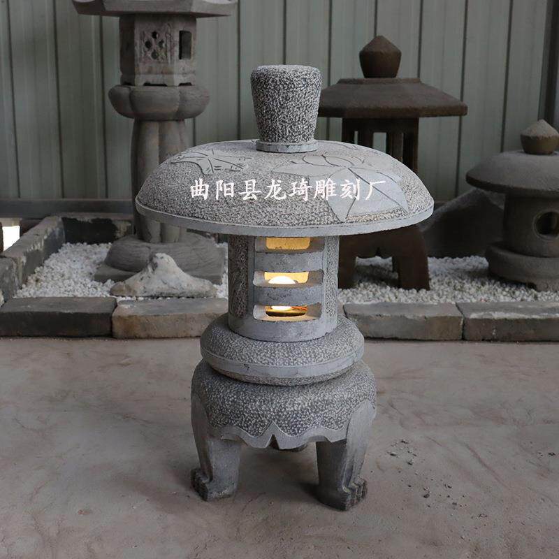石灯笼日式庭院供灯别墅花园草坪落地石头灯户外景观造景石雕摆件