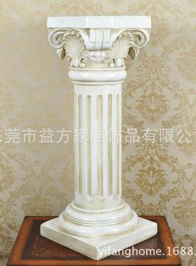 创意家居家饰欧式风格仿古米白色罗马柱摆件 树脂工艺品 家居饰品