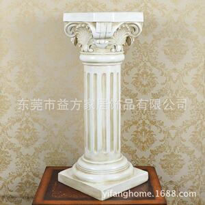 创意家居家饰欧式风格仿古米白色罗马柱摆件 树脂工艺品 家居饰品