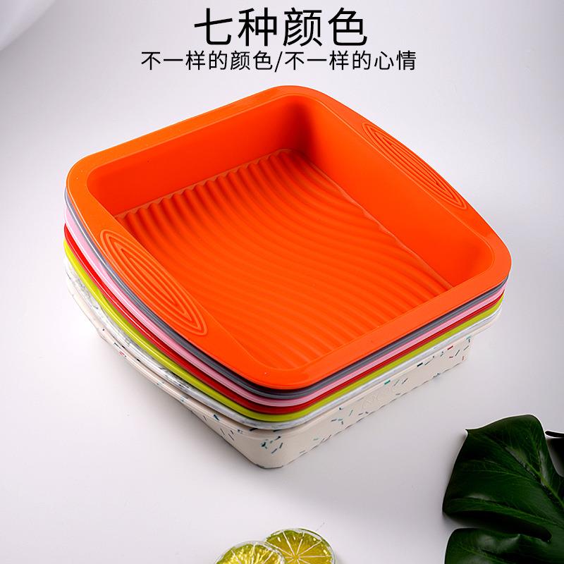 新款直销正方形硅胶蛋糕模具烘焙工具食品级耐高温波浪底纹硅胶烤