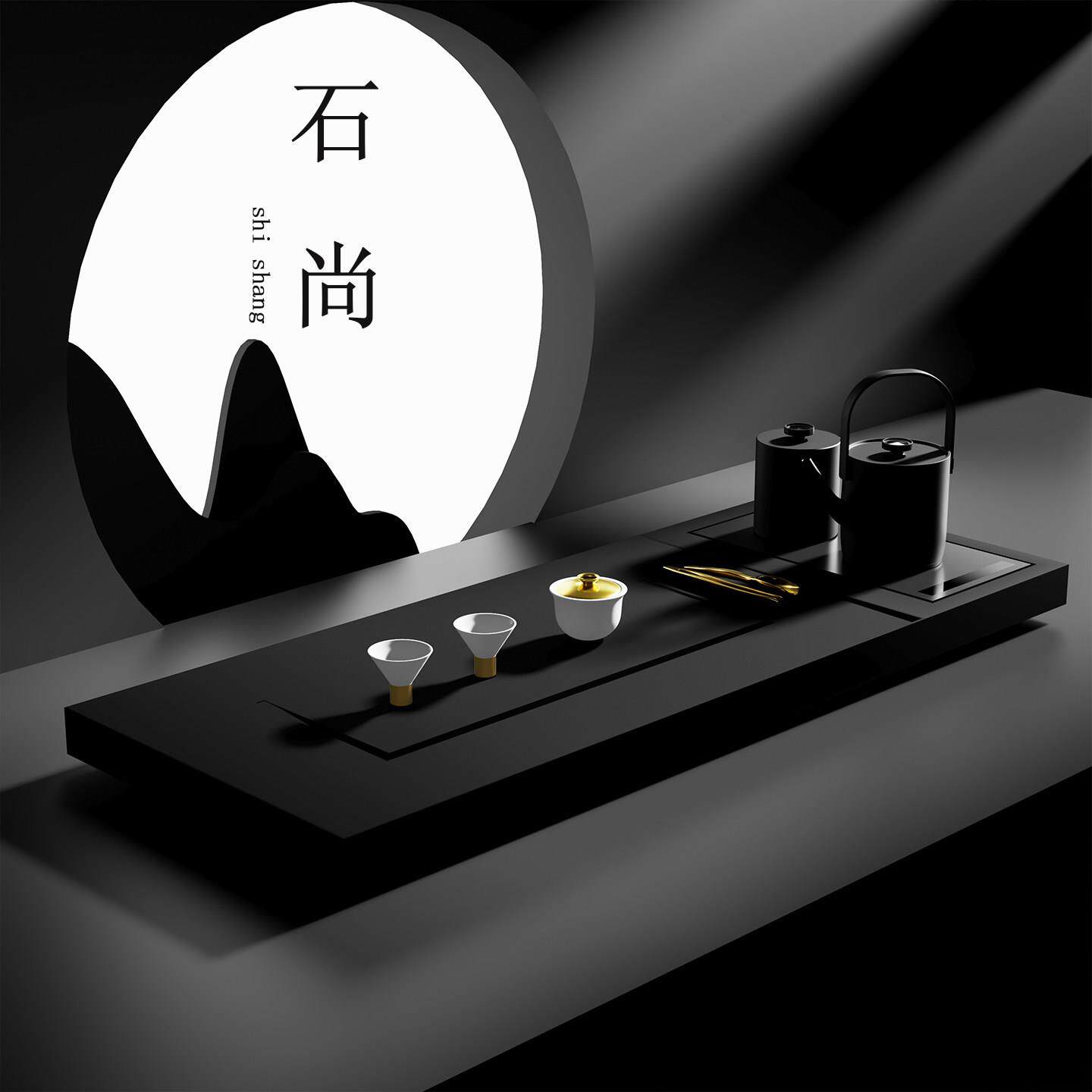 全自动套装一体乌金石茶盘轻奢家用茶台客厅高档茶具中式办公茶海