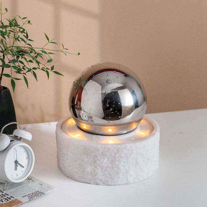 现代轻奢创意喷泉流水摆件循环水景客厅办公室桌面生财旋转风水球