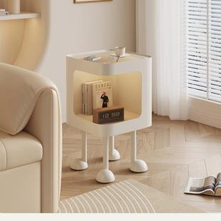 新款创意边几沙发客厅角几置物架简约钢化玻璃茶几卧室床头柜带灯