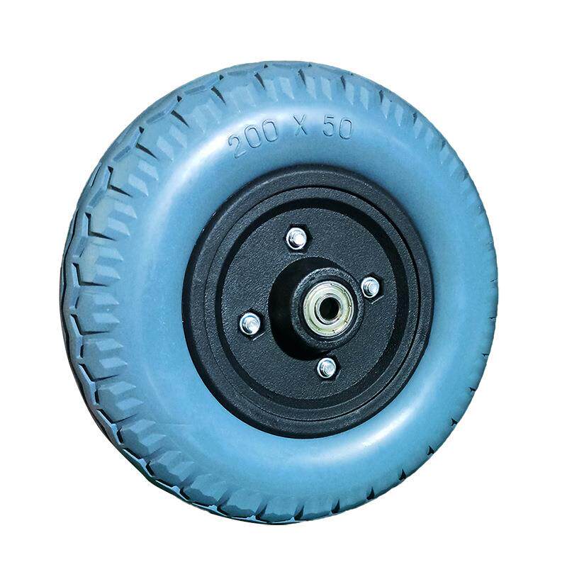 电动轮椅前轮 免充气实心轮 电动代步车配件灰色横纹8寸小轮子