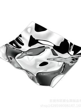 不食锈钢装饰盘异型盘创形意摆盘件圆手提托盘零果盘点心盘www101