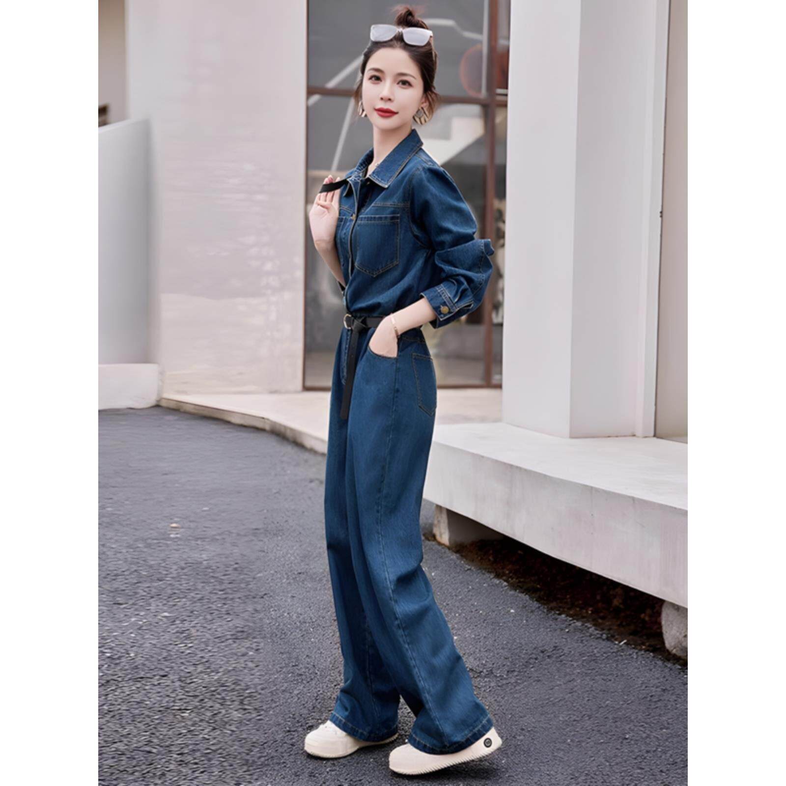 claudie pasey减龄牛仔连体裤秋季时尚显瘦休闲工装法式连身裤女