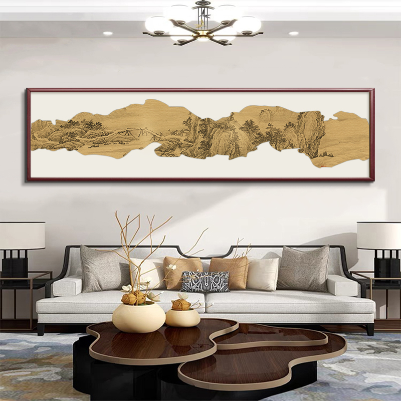 中式客厅装饰画大气沙发背景墙挂画茶室山水画字画国画高级感壁画