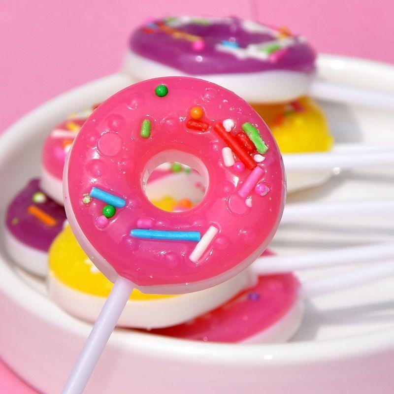 甜甜圈棒棒糖10-30支桶装创意可爱网红零食水果口味儿童糖果