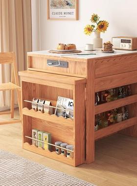 实木岛台LCV餐桌一现家简约小户型用可伸缩饭代桌椅组合岩板体吧