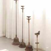 宿铸铁油灯落地灯民俗艺民复古仿古禅意烛台摆件中式 铁酒店茶室