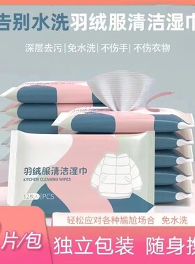羽绒服家用清洁湿纸巾免水洗去渍去油不伤衣物独立便携清洁湿巾LJ