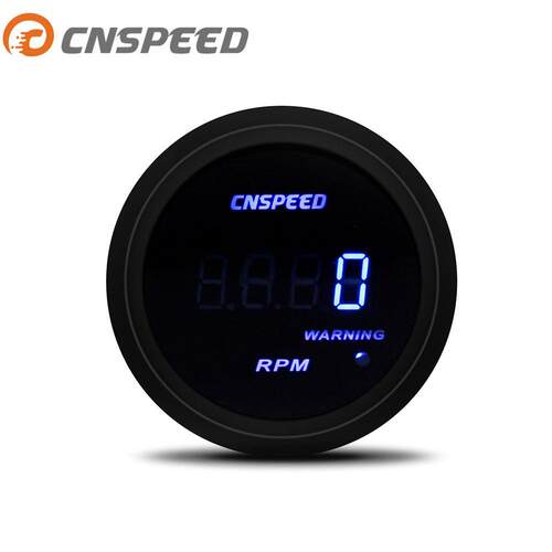 厂家直供12V汽车改装仪表 2寸(52mm)蓝光通用带数显转速仪表 黑壳