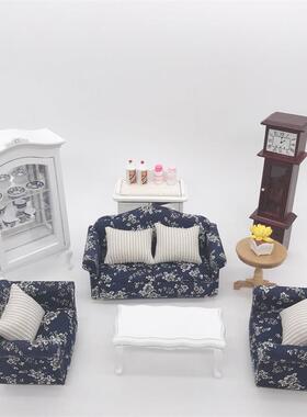 1:12dollhouse娃娃屋沙发12分家具客厅摆件沙发三件套仿真沙发