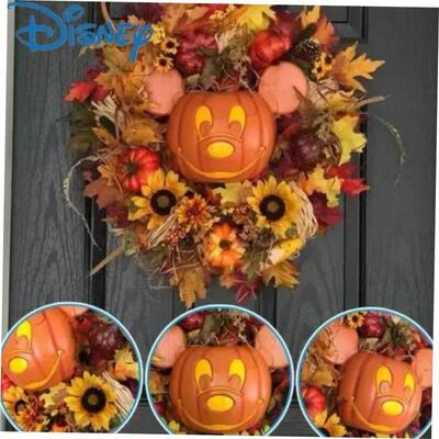 Wreath Halloween Fall Pumpkin Door Decoration Hanging Wreath