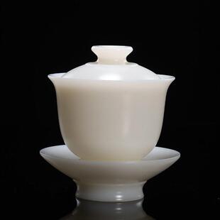 郭志保老师素烧冰种羊脂玉白瓷盖碗陶瓷功夫茶具三才泡茶碗敬茶杯