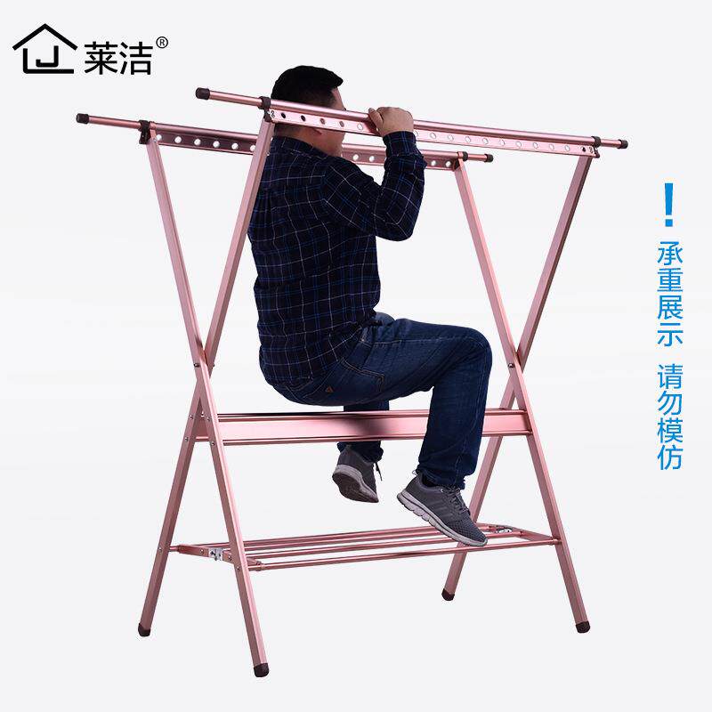阳台伸缩晾衣架落地折叠室内晾衣杆双杆式X型凉衣架晒架晒被子架
