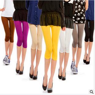 冰丝打底裤 大码 7分 女士修身 春夏糖果色七分裤 小脚裤 韩版