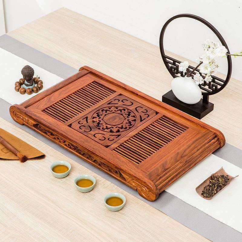 实木茶盘鸡翅花梨木功夫茶具套装茶台家用简约客厅抽屉式排水茶海