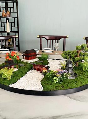 酒店艺餐桌摆花大圆桌中间SEF转盘花仿真微观间包造景景新中式摆