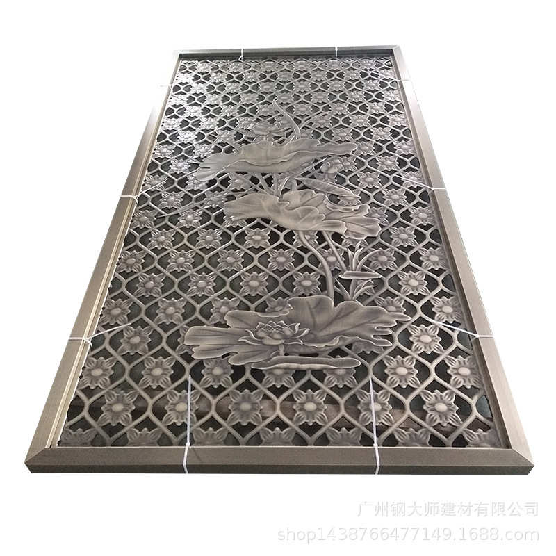定 制不锈钢屏风隔断镂空花格金属屏风玄关客厅背景墙酒店装饰墙