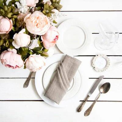 12 Pieces Linen Napkin,White Napkins,Table Dinner Napkins fo