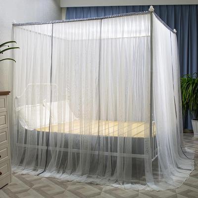 新款三开门蚊帐1.8m落地加密欧式公主风纹帐1.2米1.5床双人家用