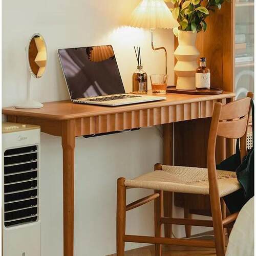 高端樱桃木书桌简约家用办公桌实木写字台北欧书房家具梳妆台