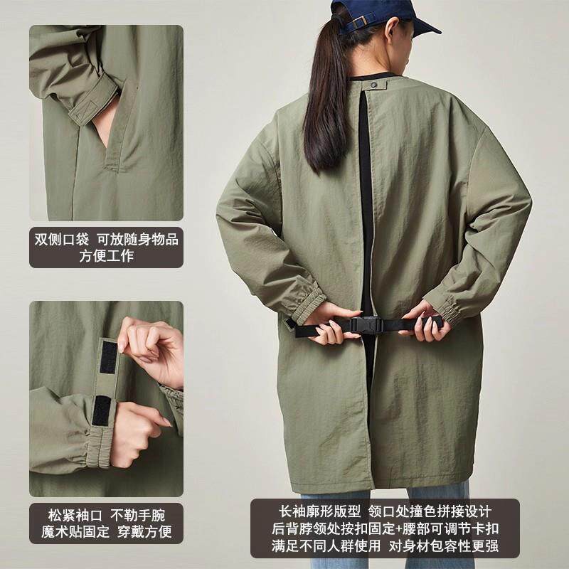 长袖工装防水泼水罩衣宠物新款咖啡餐饮工作服厨房定制围裙男女