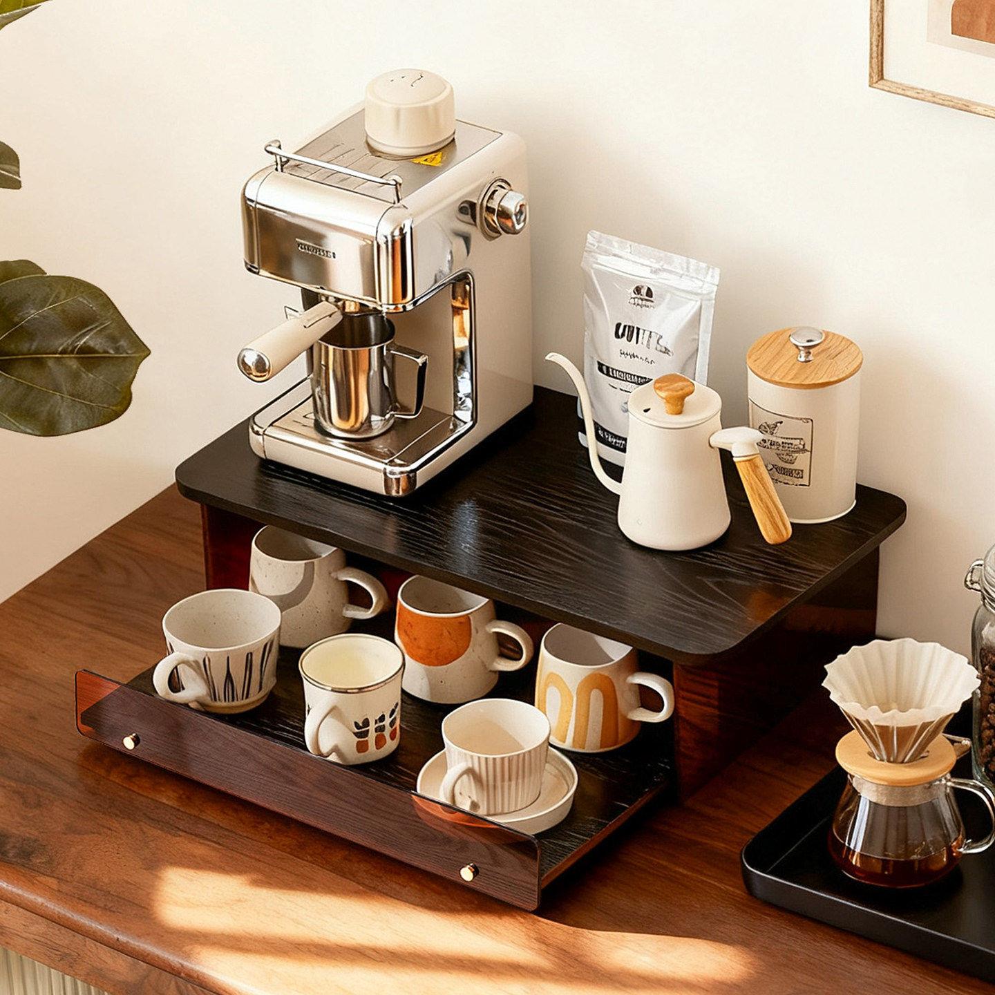 咖啡机置物架防尘杯架桌面杯子器具收纳架餐边柜水杯放置架抽屉柜